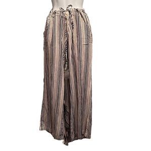 Just Living Women Drawstring Palazzo Striped Pants Button and Zip Closure Small